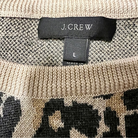 J Crew Leopard print sweater, tan and black. Size Large. - Picture 2 of 3